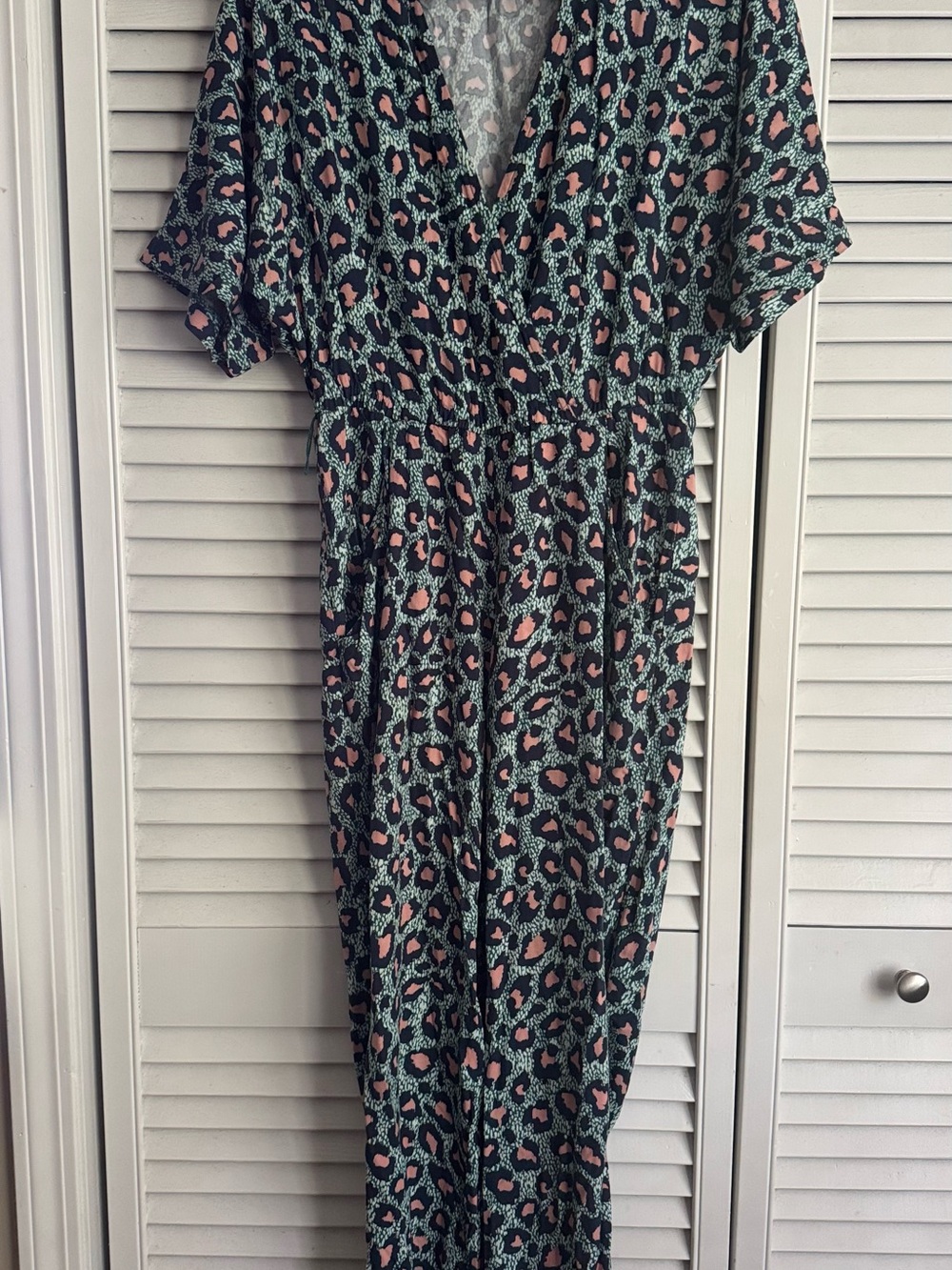 H&M Green and Pink Leopard Print Jumpsuit
